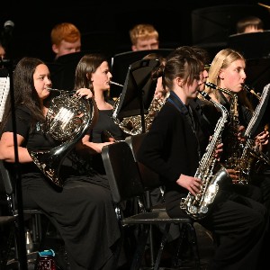 French horn and saxophone players