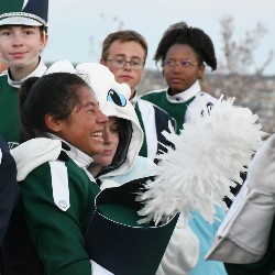 Band members hugs after great performance at 5A State Competition