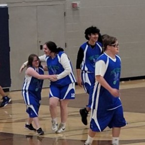 the unified basketball team with players celebrating