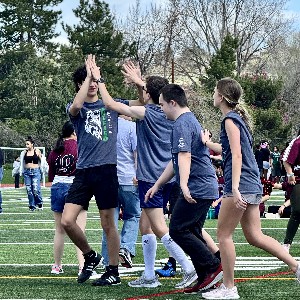 Players giving high fives