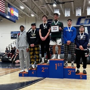 Wrestlers on podium 10