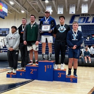 Wrestlers on podium 7