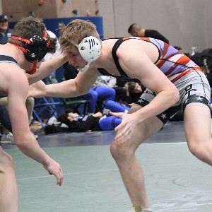 Wrestlers in competition