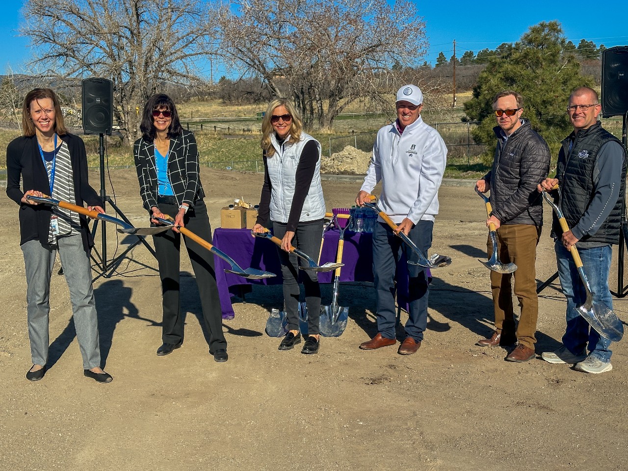 D20 leadership, Discovery Canyon Campus High School staff, and donors break ground on new field house