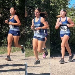 Collage of three girls running