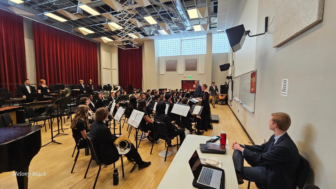 Students attending a workshop after their performance