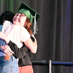 Student gives big hug