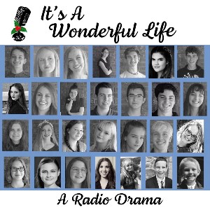A collage of headshots of students who helped record the radio drama "It's a Wonderful Life"