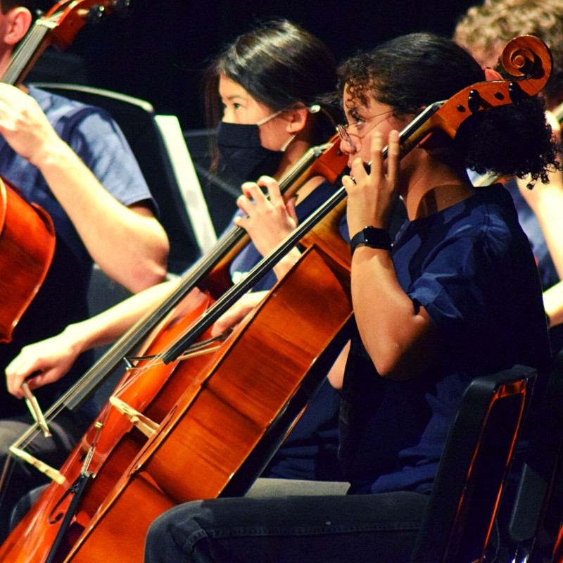 Orchestra Student Playing at Future Eagles Orchestra Concert