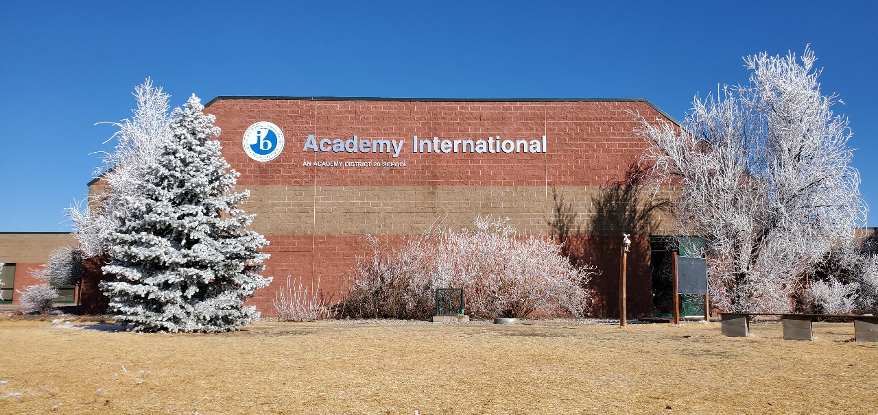 The exterior of Academy International Elementary School.