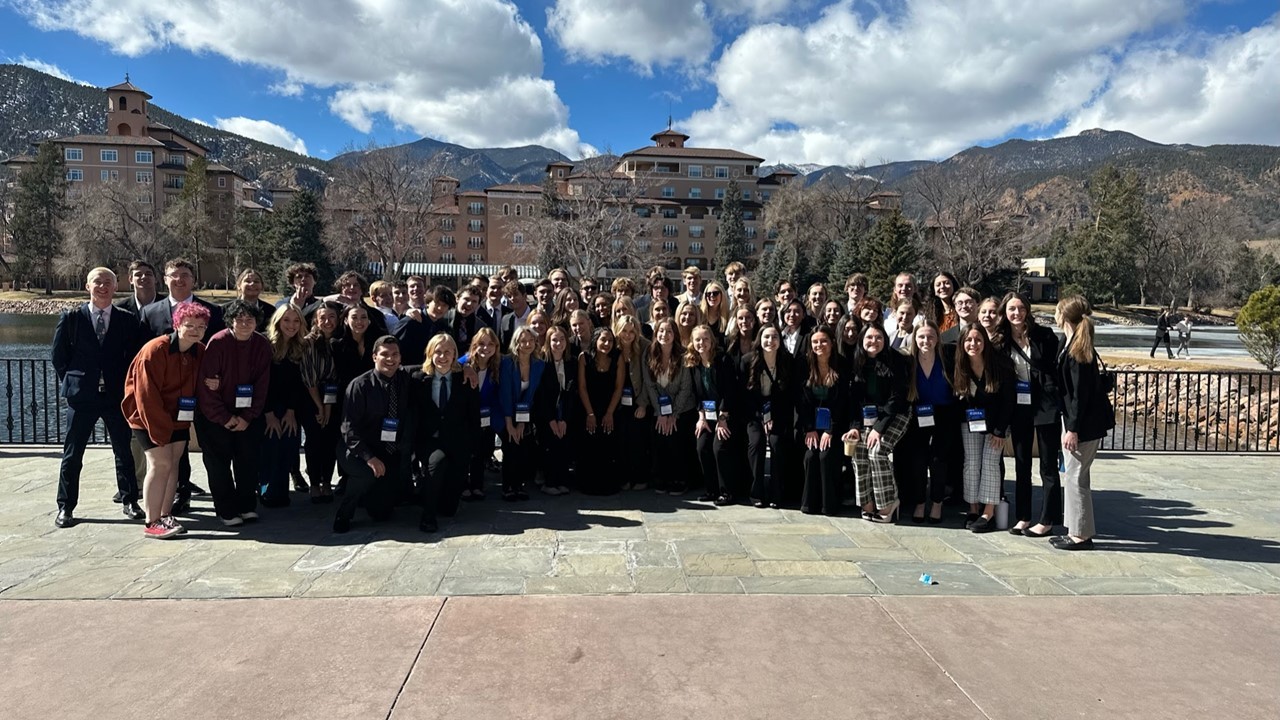 Group shot of DECA team at the Broadmoor