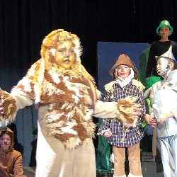 A TDVA student in costume portraying the Lion in the Wizard of Oz.