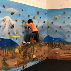 A climbing wall at High Plains Elementary School.