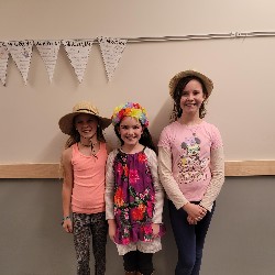 3 students dressed for the beach