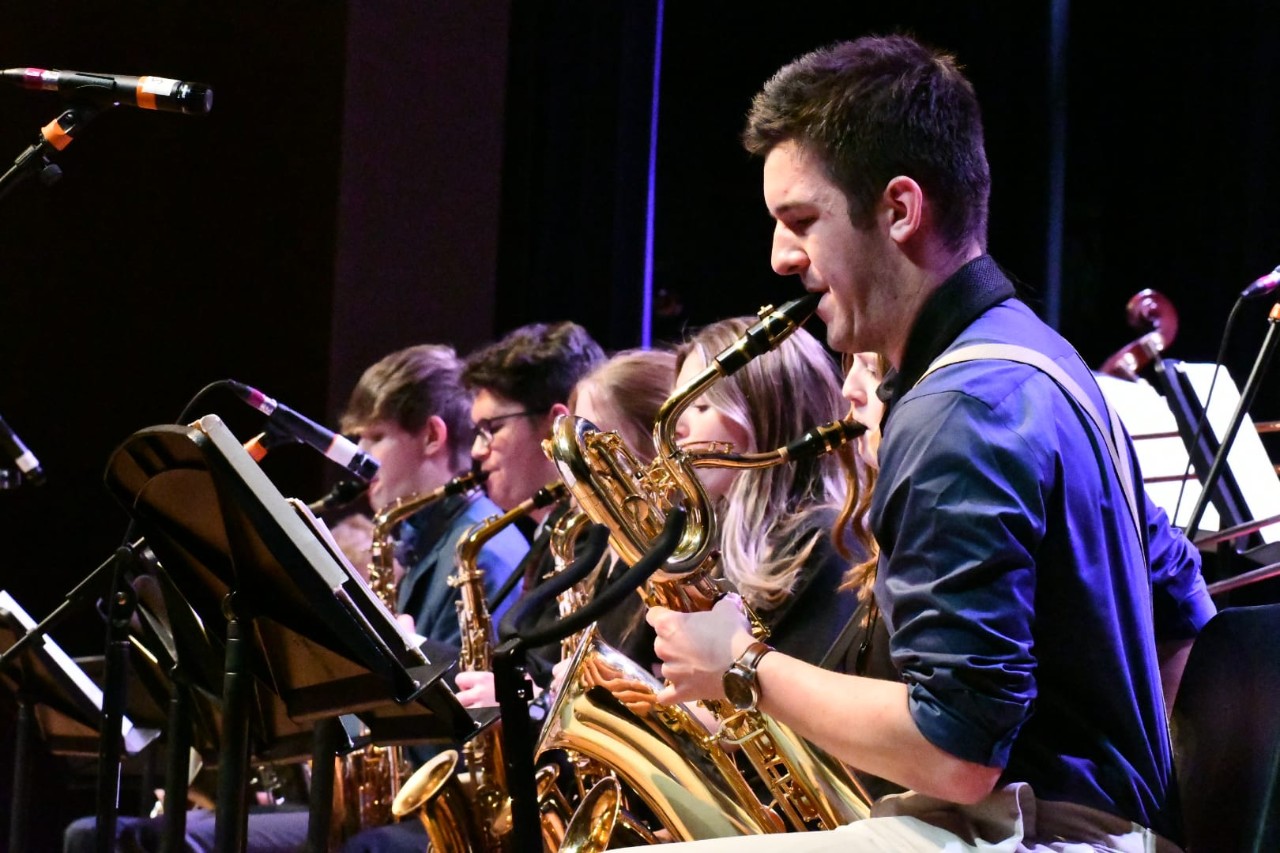 Saxophone players in concert