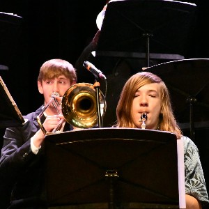 Student playing trombone