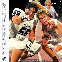 Pine Creek Eagles - two football players pointing at the camera