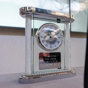 A commemorative clocks is given to employees who have worked at ASD20 for 30 years