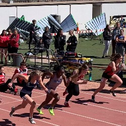 Students take off at the start of the race