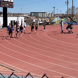 Baton handoff during Boys relay