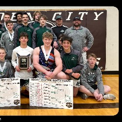 Group shot of boys wrestlers at Rocky Welton Invitational