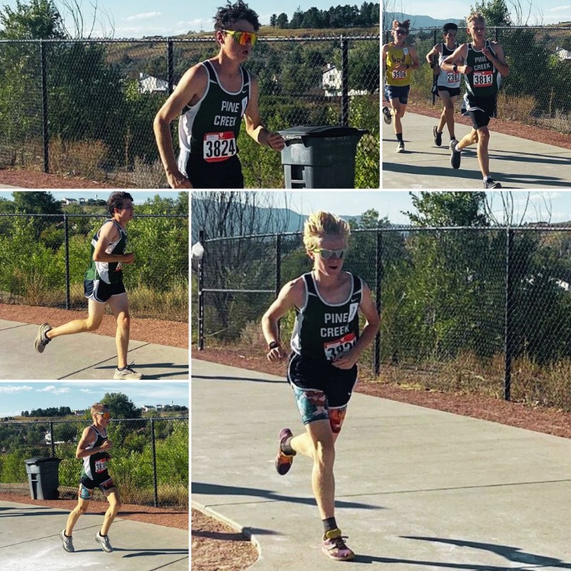 Collage of five boys running