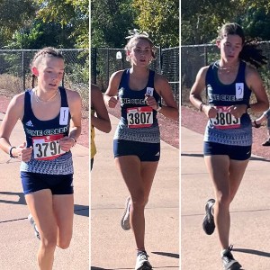 Collage of three girls running