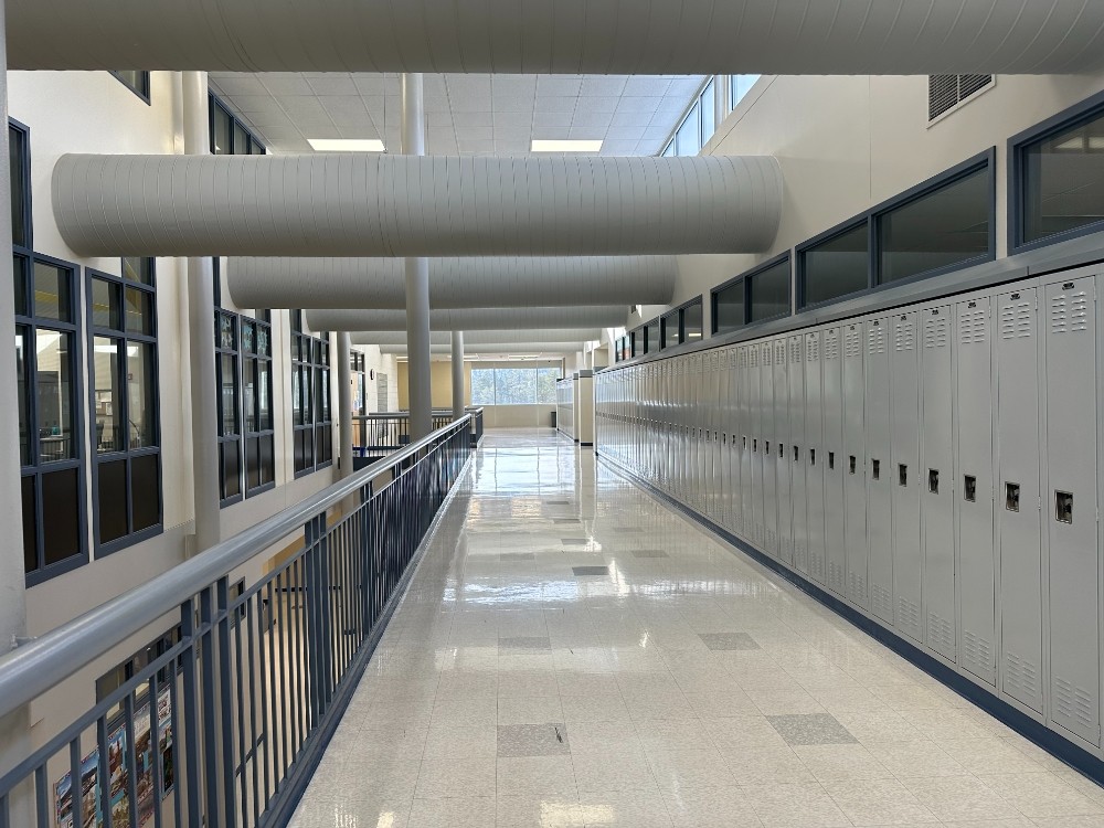 A hallway inside Air Academy High School.
