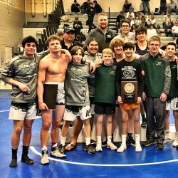 Wrestling Team with Plaque - 2nd Place in Region